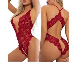 L - Diepe V-hals lingerie Geschikt Voor dames - Verstelbaar bodysuit - Dames ondergoed - Sexy - Sexy Bondage Bodysuit Geschikt Voor Vrouwen - Harnas jurk - Lingerie Accessoire - rood