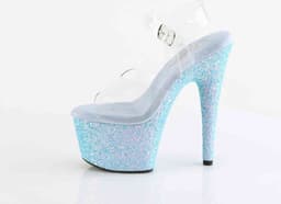 Pleaser - ADORE708LG Sandaal met enkelband, Paaldans schoenen - US 9 - 39 Shoes - Blauw/Transparant — thumbnail 3