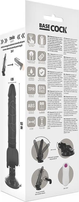 BASECOCK - VIBRADOR REALÍSTICO CONTROL REMOTO Black CON TESTÍCULOS 19.5 CM -O- 4 CM — thumbnail 5