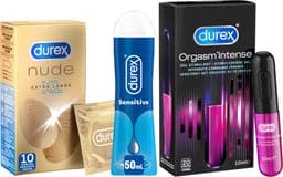 Durex - 10 stuks Condooms - Nude XL - 110 ml Glijmiddel - Intense Orgasm 10ml - Play Sensitive 100ml - Voordeelverpakking — thumbnail 1