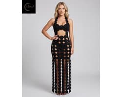 Luxe Festival Jurk –Dare to Undress –Erotische Jurk – Sexy Jurk Dames – Zwarte Maxi Dress – Kinky Outfit – Sexy Lingerie Accessoire – Clubwear – Wasteland, Crazyland, BITCH, Madam Homard, Boudoir Nocturne – Lingerie Erotisch – Sexy Lingerie – S, M, L