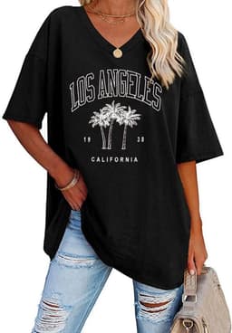 Dames Oversized T-shirt Zomer Vintage Gitaarprint — thumbnail 1