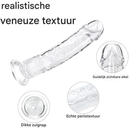 Ynkkvre - Dildo - Dildo Mannen Anaal met Zuignap - Transparante Dildo - 18 cm Realistische Dildo - Zachte Medische TPE - Krachtige Zuignap Basis - Testikelvrij Compact Ontwerp - G-spot Gerichte Stimulatie — thumbnail 3