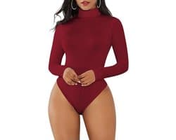 Dames Body met Lange Mouwen en Opstaande Kraag - Sexy Bodysuit