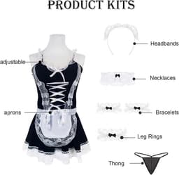 Sexy Dienstmeisje Kostuum voor Dames - Rollenspel Lingerie Set — thumbnail 2