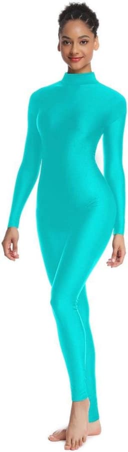 Dames Turnpakje Unitard Lange Mouw Hoge Hals Full Body Spandex Pak — thumbnail 1