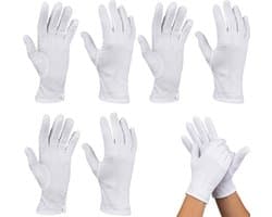 Handschoenen Zachte Verstelbare Witte Handschoenen Met Knopen Elegante Handschoenen Voor Kostuum, Ceremonie, Dansoptreden, Sieraden Inspectie, Munten en Zilverwerk Verzorging