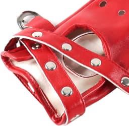 Handschoenen met klinknagels, halve vingers, vingerloos, rock, leren handschoenen voor dames en meisjes, voor dans, hiphop, optredens, paaldansen, cosplay en feesten, rood — thumbnail 5