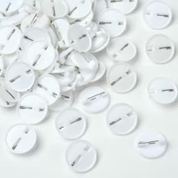 80 stuks blanco broche basispin badge blanks 1,85 cm witte plastic platte ronde schijfknop Corsage reversspeldjes omlijsting trays cabochon instellingen voor sieraden maken doe-het-zelf — thumbnail 2