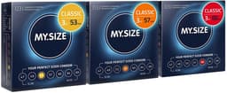 MY.SIZE Classic condooms 3-delig proefverpakking I 53, 57, 60 mm breed I 3x3 stuks premium condooms extra dun I condooms true to touch gossamer I dunne 0,07 mm wanddikte I condooms veganistisch — thumbnail 1