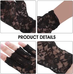 Dailygoods- Handschoenen Vingerloos - Kanten Ellebooghandschoenen - Bruidsaccessoires - Halve Vinger - Zwart - Sierlijke Patronen - Vingerloze Handschoenen — thumbnail 4