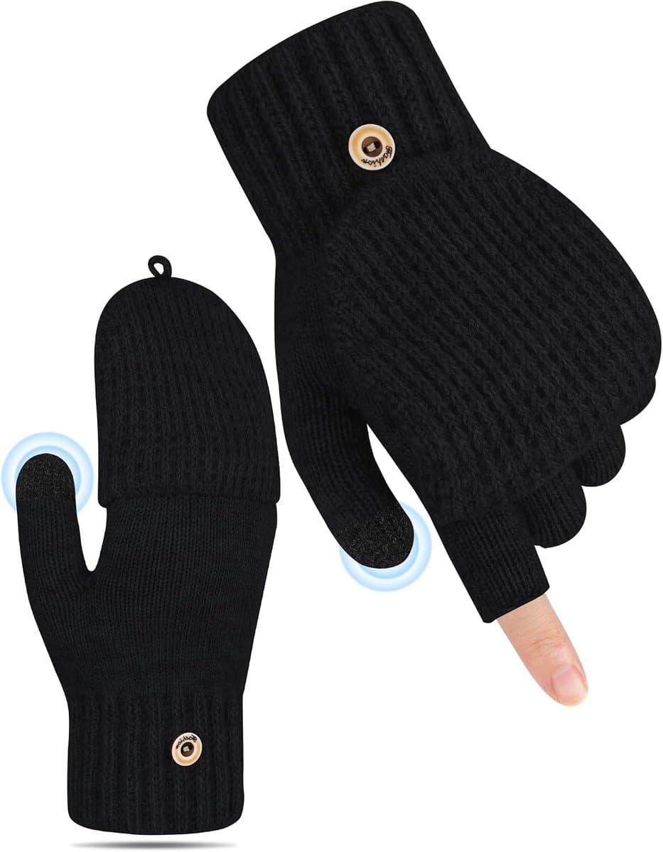 Vingerloze Handschoenen met Kap - Warm Gebreid - Thermisch en Touchscreen - Ideaal voor Sport en Autorijden - ShopVlot — afbeelding 1