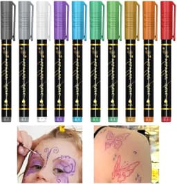 Huidverf Markers - Bodypennen Huidmarkers - Creatieve Expressie - 10 Levendige Kleuren - 14.1 cm Lengte - Meerdere Kleuren — thumbnail 1