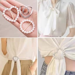 6 stuks Sjaalring Klem, Parelensjaal Ringklemmen, Ronde T-shirt Dasringen, Modieuze Metaal Kledingklem voor Dameskleding, Decoratieve Kledingaccessoires — thumbnail 4