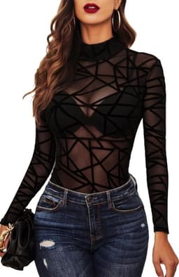 Sexy lange mouwen bodysuit voor dames met rolkraag | Elegant en trendy lingerie — thumbnail 1
