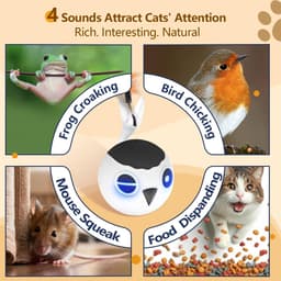 Kattenspeelgoed, interactieve kattenspeelgoedbal voor huiskatten, automatisch beweegbare bal, bewegingsgeactiveerd, snel beweegbaar, tinjilpend, stimulerend licht, 2 veerstaarten — thumbnail 5
