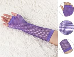'Elastische Visnet Vingerloze Arm Warmers Handschoenen voor Vrouwen - Zwart - One Size' — thumbnail 2