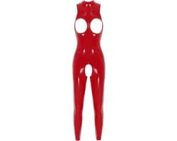 Latex catsuit dames met open borst en kruis