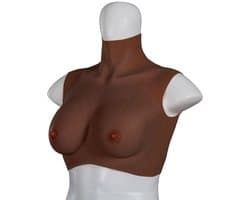 XX-DreamToys - Ultra Realistische Bodysuit - Drag - Bovenlijf Met Borsten - Bruin S