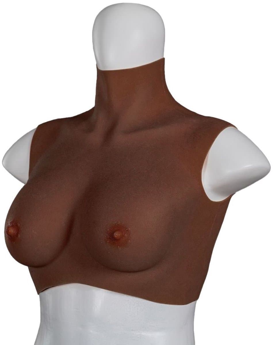XX-DreamToys - Ultra Realistische Bodysuit - Drag - Bovenlijf Met Borsten - Bruin S — afbeelding 1