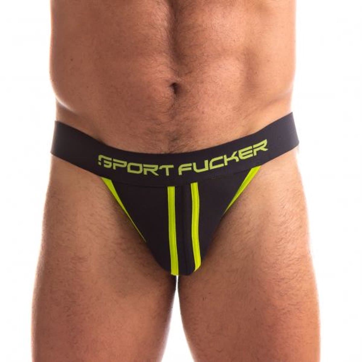 Sport Fucker - Jersey Jockstrap Herenslip - Zwart/Geel XXL — afbeelding 1