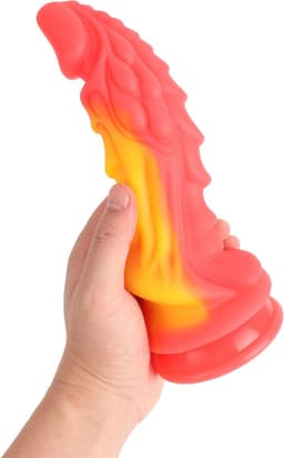 Banoch | Fantasy Dragon Dildo | Rood/Oranje | Siliconen Dildo met Zuignap | 20,5 cm | Ø 7 cm | Gedetailleerde Textuur | Monster creature — thumbnail 3