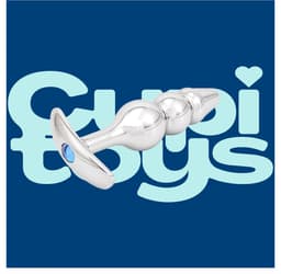 Cupitoys® Metalen buttplug - Zilver - Diamant lichtblauw - Anker - Puntig beads - Sex toys voor vrouwen - Sex toys voor mannen - Buttplugs — thumbnail 4