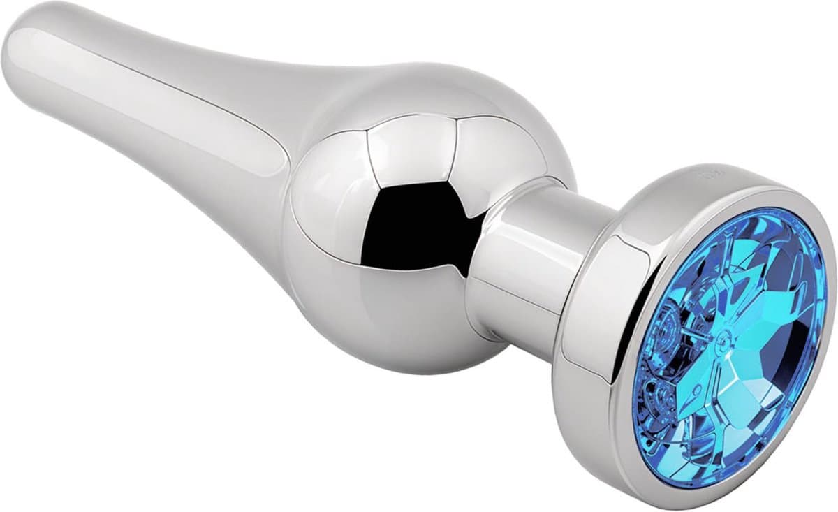 Cupitoys® Metalen buttplug - Zilver - Diamant blauw - Taps - Large - Sex toys voor vrouwen - Sex toys voor mannen - Buttplugs — afbeelding 1
