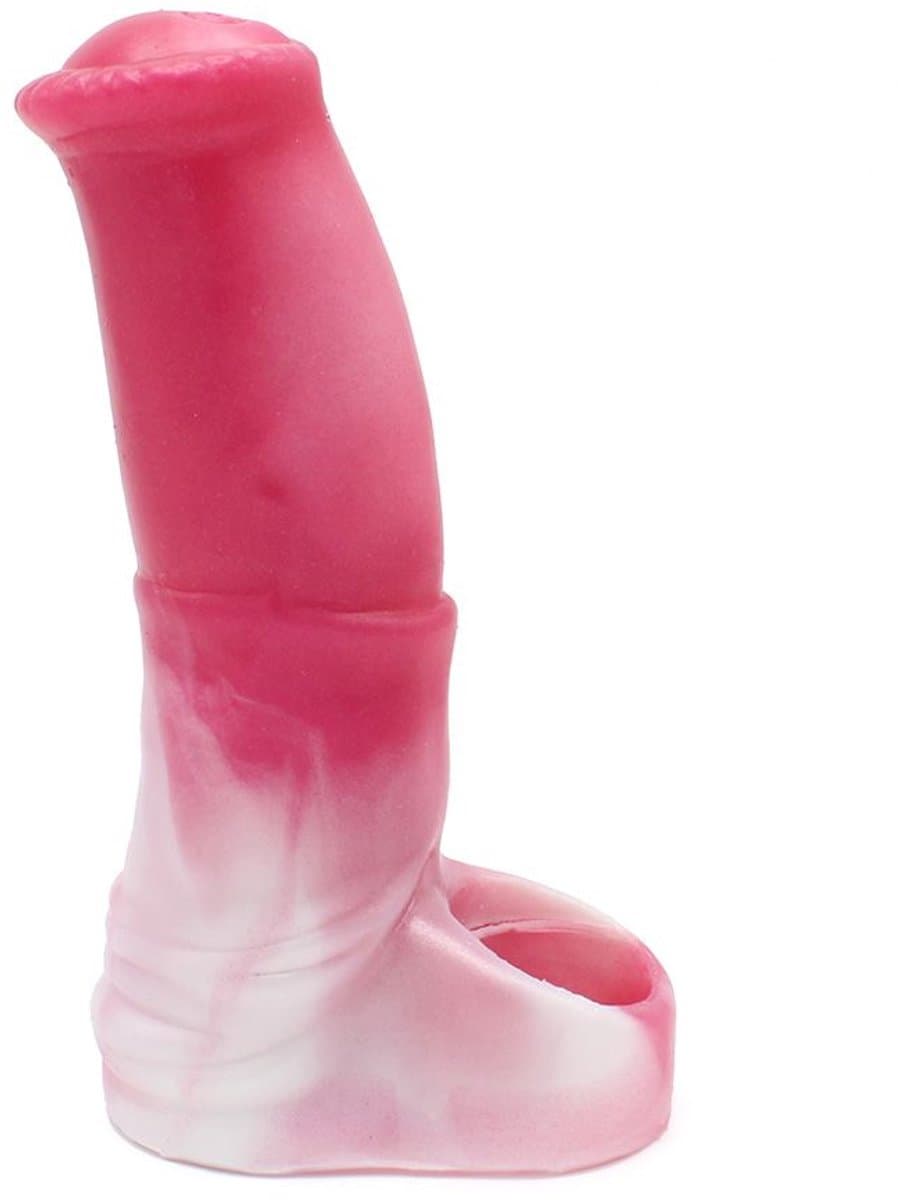 Kiotos Monstar 11 - Penis Sleeve - Penisverlenging - Met Ball Stretcher Opening - Inbreng Lengte 170 mm - Siliconen - Roze Wit — afbeelding 1