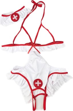 BamBella ® Sexy Cosplay Rollenspel kleding - Onesize - outfit dames Zuster pak wit jumpsuit set — thumbnail 8