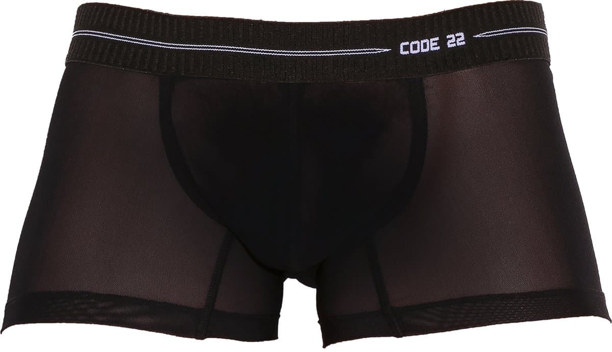 CODE 22 Sheer Mesh Trunk Black - MAAT S - Erotisch Heren Ondergoed - Boxershort voor Man - Sexy mannen Boxershort — afbeelding 1