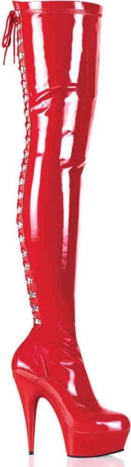 EU 39 = US 9 | DELIGHT-3063 | 6 Heel, 1 3/4 PF Back Lace Thigh Boot, Side Zip — thumbnail 1
