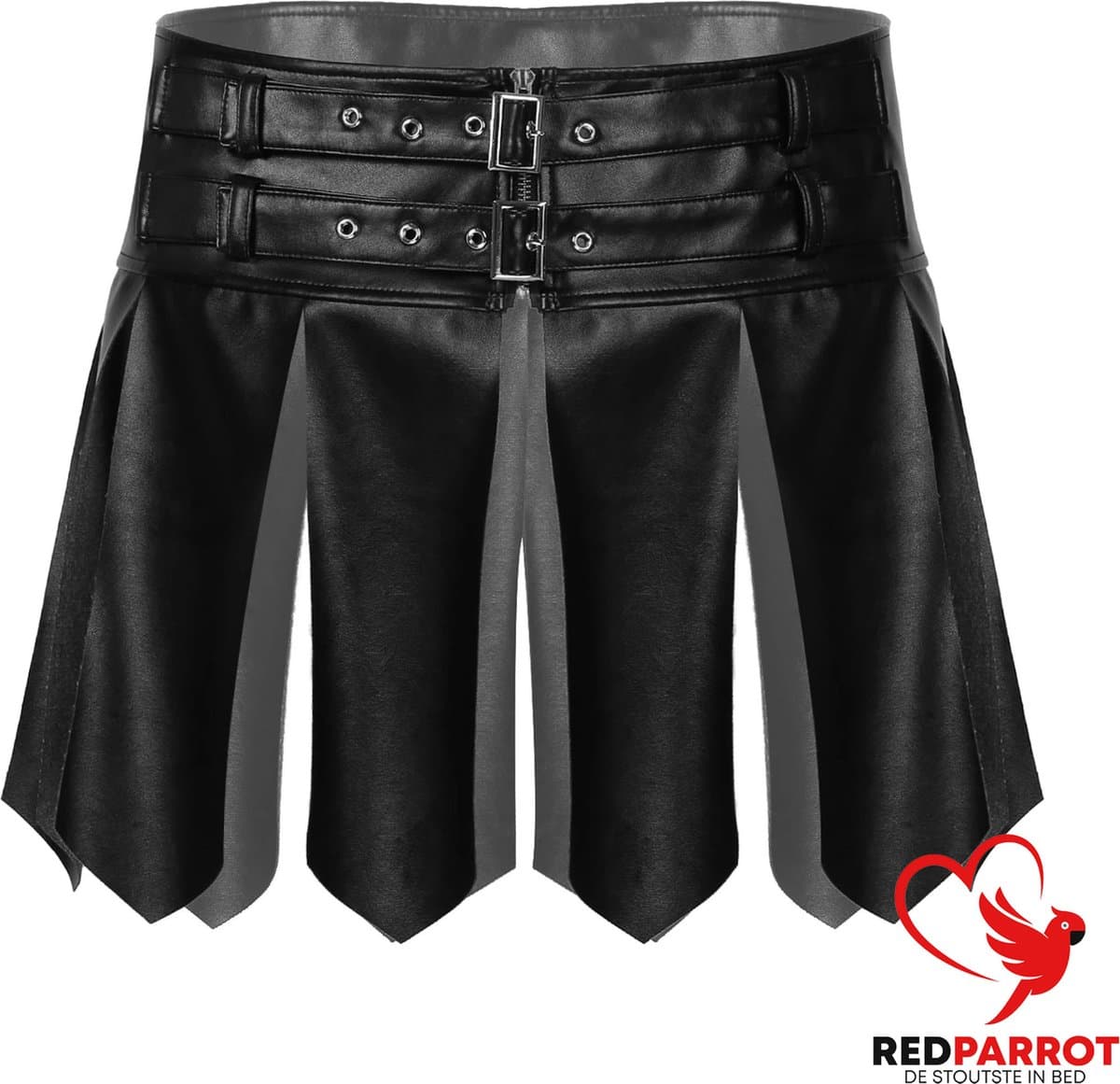 Lederen mini rok heren - Erotische lingerie mannen - Losse flappen - Maat S en M — afbeelding 1