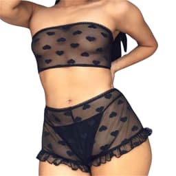 SissyMarket - Sexy Hartjes high waist lingerie setje - Zwart - Large - Zeer rekbaar — thumbnail 2