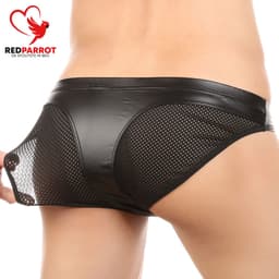 Lederen slip voor mannen - Erotische lingerie heren - Visnet — thumbnail 5
