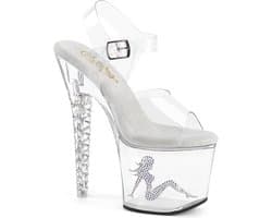 Pleaser - UNICORN708TGRS Sandaal met enkelband, Paaldans schoenen - US 6 - 36 Shoes - Transparant