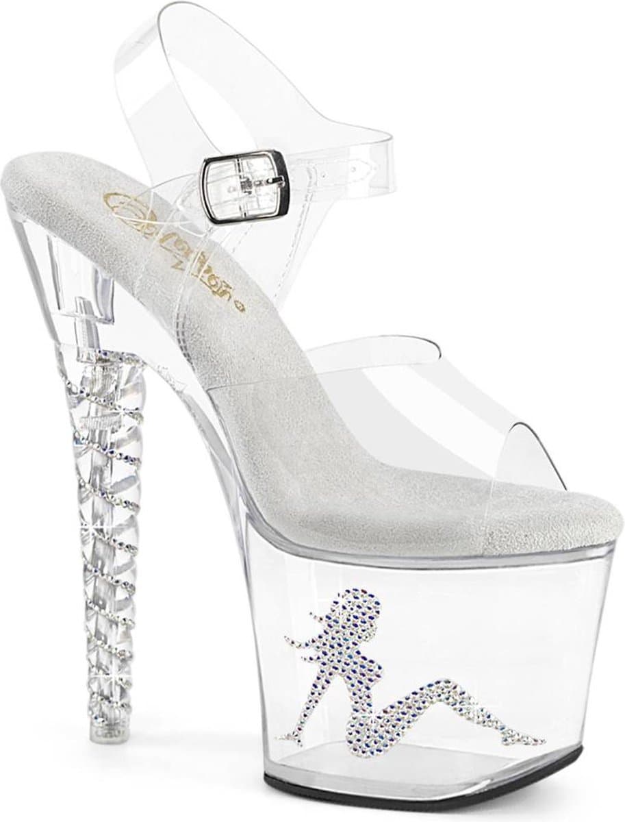 Pleaser - UNICORN708TGRS Sandaal met enkelband, Paaldans schoenen - US 6 - 36 Shoes - Transparant — afbeelding 1