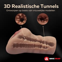 Quick Relief Aisha™ Official - Masturbator - Realistisch - Pocket Pussy - 2 in 1 Vagina en Anus - Sex Toys voor Mannen - Zelf Aftrekken - Stroker - Kunstvagina Bruin — thumbnail 6