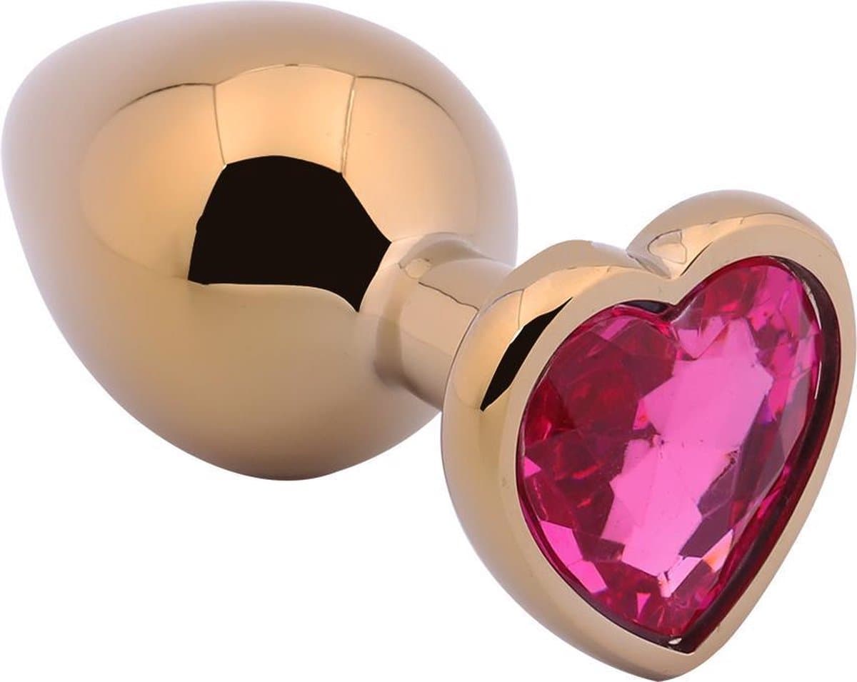 Banoch - Buttplug Coeur d'Or Rose Small - Goud Metaal - Hart - Diamant Steen Roze — afbeelding 1