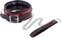 Banoch - Collar & leash Silver - Halsband en Riem - Zwart / Rood met zilver — thumbnail 13