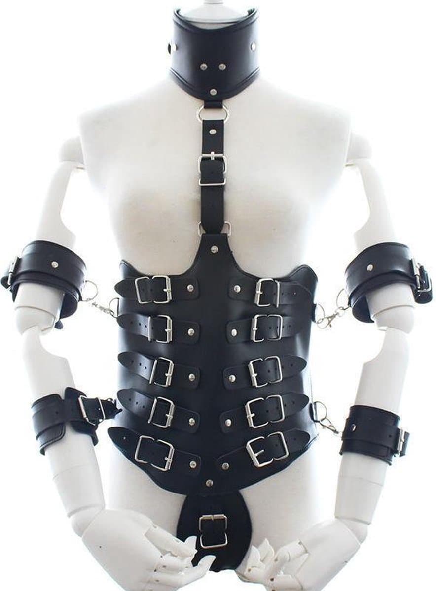 Banoch | Collar Bondage body Harness black/6 - zwart pu leer vrouw harnas - bdsm — afbeelding 1