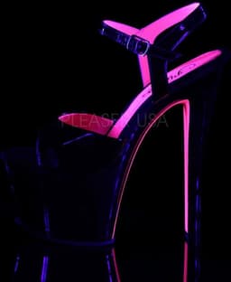 Pleaser - SKY-309TT Sandaal met enkelband, Paaldans schoenen - Paaldans schoenen - 42 Shoes - Zwart/Roze — thumbnail 3