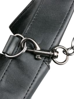 Ouch! Exclusieve Lederen Halsband met Kraagje en Schakelriem met Lus – Zwart — thumbnail 4