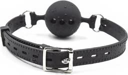 Banoch - ball gag siliconen medium - zwart Ø 4,5 cm met luchtgaten — thumbnail 11