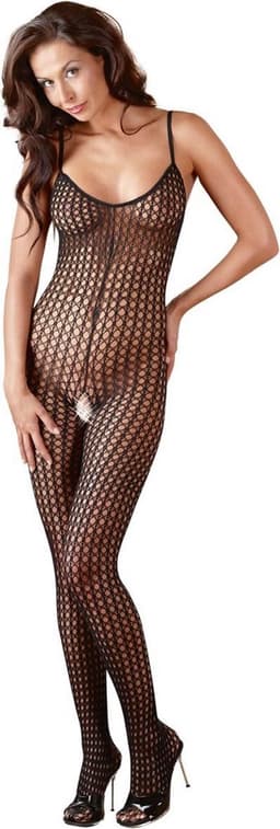 Mandy Mystery Lingerie –  Catsuit met Mesh Ontwerp en Open Kruis voor Erotische Toepassingen – Maat S/M – Zwart — thumbnail 2