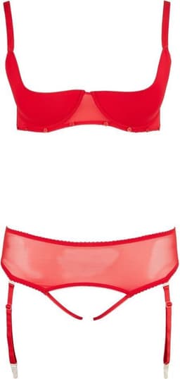 Cottelli Collection 3 Delige Bh-Set Met Kwart Cups - Rood — thumbnail 4