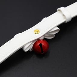 Banoch - Collar Catbell White - Halsband Strik Wit - bondage — thumbnail 5