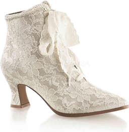 EU 39 = US 9 | VICTORIAN-30 | 2 3/4 Flaired Heel Lace Up Ankle Bootie w/Lace Overlay — thumbnail 1