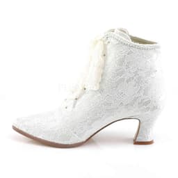 EU 37 = US 7 | VICTORIAN-30 | 2 3/4 Flaired Heel Lace Up Ankle Bootie w/Lace Overlay — thumbnail 3