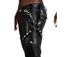Mister B Beenharnas zadelleer zwart -large/xl